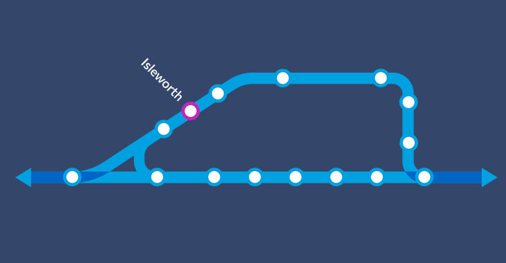 Isleworth station shown on train map