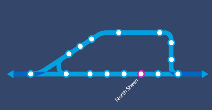 North Sheen station shown on train map