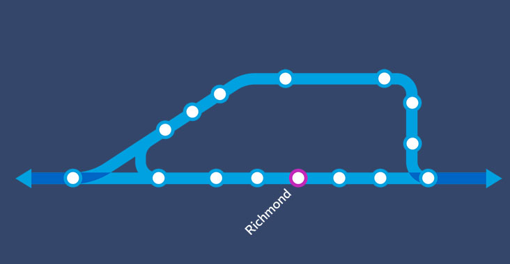 Richmond station shown on train map