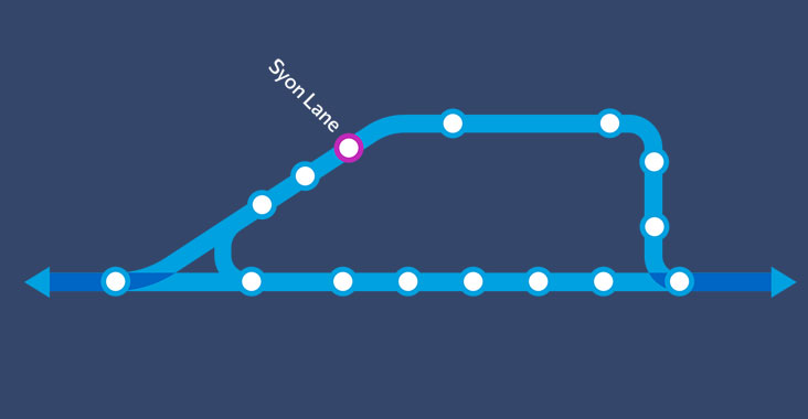 Syon Lane station shown on train map